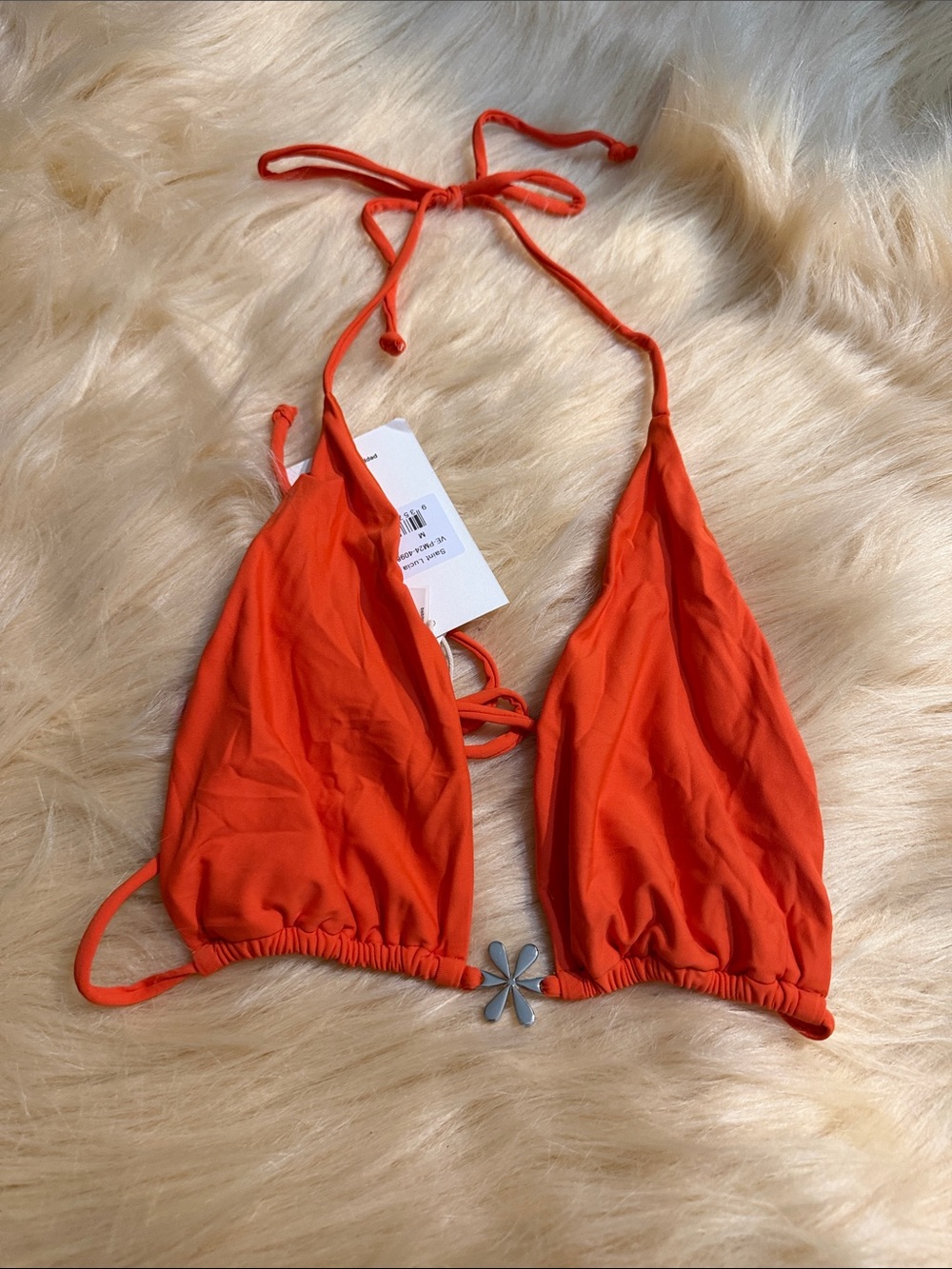 Peppermayo Orange Triangle Halter Bikini Top size M